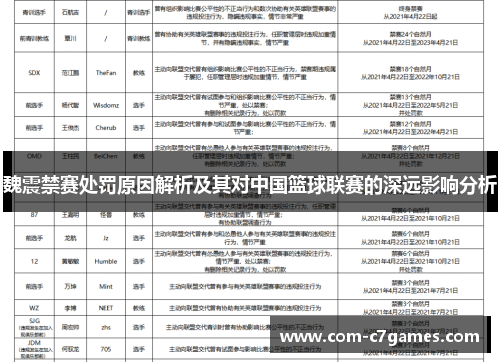 魏震禁赛处罚原因解析及其对中国篮球联赛的深远影响分析